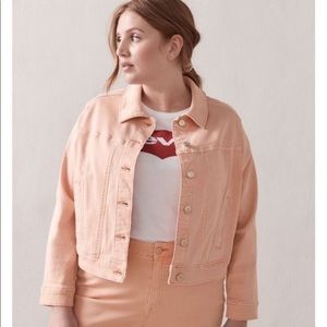 PENNINGTONS Peach Jean denim Jacket addition elle plus size 1X fall spring